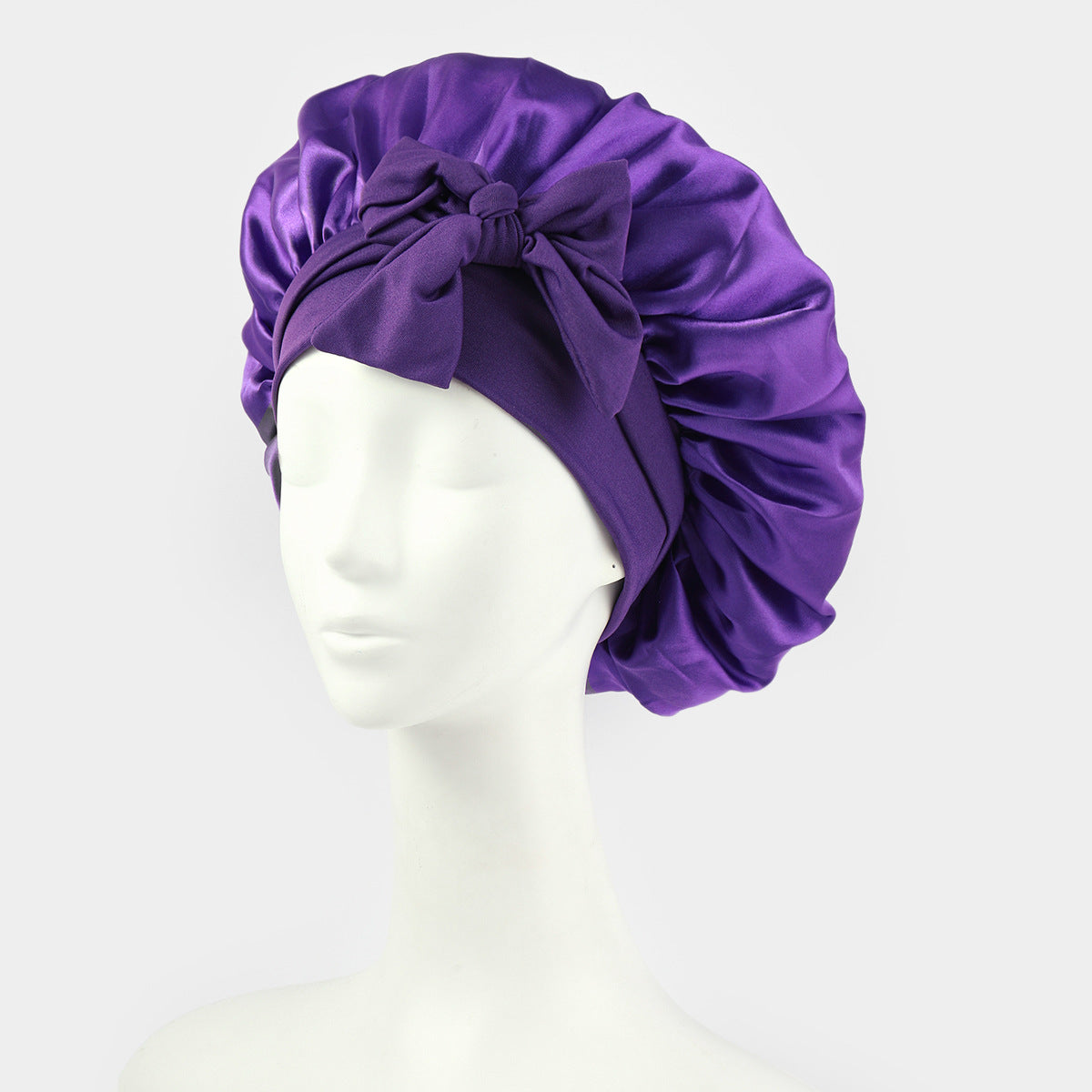 Silk/Satin Lined Hair Bonnet With Tie Band - Premium