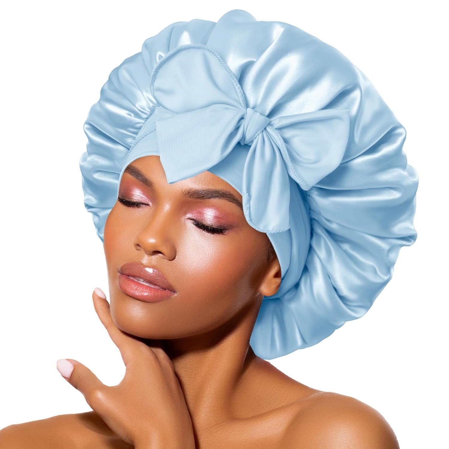 Silk/Satin Lined Hair Bonnet With Tie Band - Premium