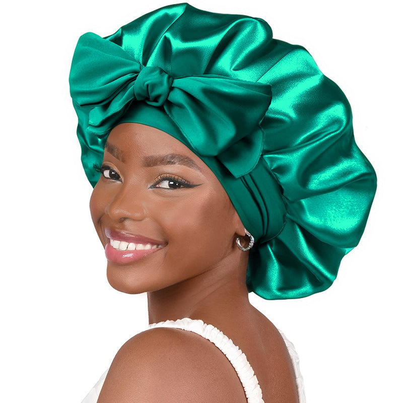 Silk/Satin Lined Hair Bonnet With Tie Band - Premium