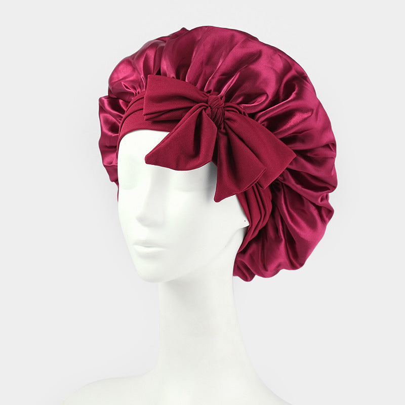Silk/Satin Lined Hair Bonnet With Tie Band - Premium